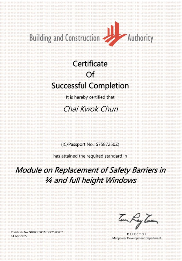 HDB Certified Window Installer